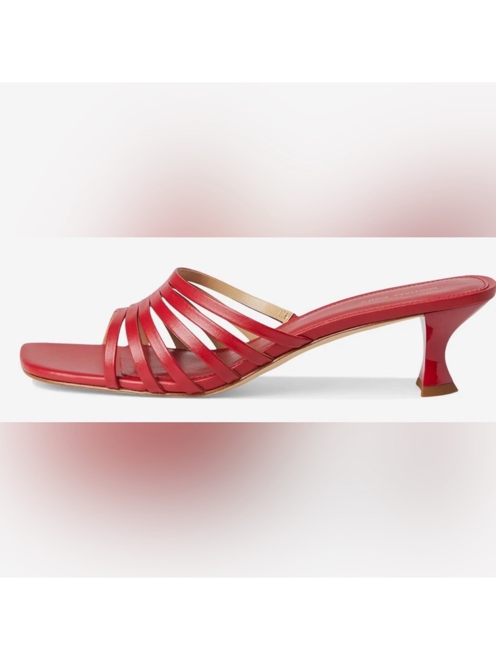 Michael Kors Red Strappy Kitten Heel Sandals - Picture 3 of 6
